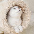 ZEZE Tunnel Cat Tree Condo for Indoor Cats, Animal-Themed Cat Tower with Cozy Tunnel Hideout, 3 Sisal Scratching Posts, Hanging Ball Toy, Thick Base (Sheep)