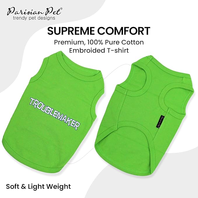 Parisian Pet Dog Shirt – 100% Cotton Shirts for Large Dogs – Green Sleeveless Puppy Clothes – Lightweight and Breathable Pet Apparel – Soft Funny Dog Clothes - Stretchy T Shirts for Dogs