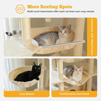 81" Heavy Duty Cat Tree for Large Cats up to 20lbs - Extra Tall Cat Tower with Metal Frame Hammock, 6 Sisal Scratching Posts, 2 Perches - Indoor Cat Furniture for Maine Coon, Big Cats, Beige
