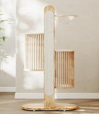 Natural Solid Wooden Cat Tower, 67''Modern Multi-Level Cat Tree Tower, Cat Tower for Indoor with Sisal Scratching Post Luxury Large Cat Furniture，White