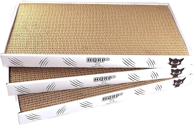 HQRP 3-pack Large Cat Scratcher Cardboard 17.5"x9.5" Cat Scratcher Box, Reversible Cat Scratch Pad Board, Wide Flat Scratching Pad for Cats, Corrugated Scratch Bed, Cardboard Scratcher for Indoor Cats