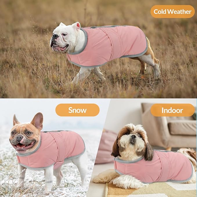 Queenmore Dog Winter Coat - Fleece Puffer Dog Down Vest, Cold Weather Pet Jacket for Small, Medium and Large Dogs (Light Pink, XS)