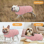 Queenmore Dog Winter Coat, Fleece Puffer Dog Down Vest, Cold Weather Pet Jacket for Dogs, Waterproof Reflective Reversible Dog Sweater Clothes for Small, Medium and Large Dogs (Light Pink, L)