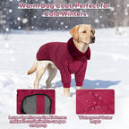 IDOMIK Dog Winter Coat for Large Dogs, Warm Dog Winter Jacket with Fleece High Collar, Zippered Cold Weather Coats for Dogs, Waterproof Doggy Snow Jacket Clothes,WineRed,L