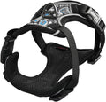 Puppia Cynthia Dog Harness H Sturdy Adjustable Neck and Chest Reflective Flower Pattern Front and Back D-Ring for Small and Medium Dogs, Black, Medium