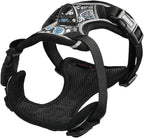 Puppia Cynthia Dog Harness H Sturdy Adjustable Neck and Chest Reflective Flower Pattern Front and Back D-Ring for Small and Medium Dogs, Black, Medium
