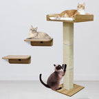 GarveeLife Cat Window Perch with Tall Scratching Posts and 2 Platforms, 40 in Sisal Climbing Tree Hammmock with Suction Cups, 2 Install Ways, Cats Window Bed with Removable Cushion