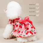 PUPTECK Print Dog Dress Pet Apparel with Cute Bowtie Puppy Clothes Outfit, Cherry, S