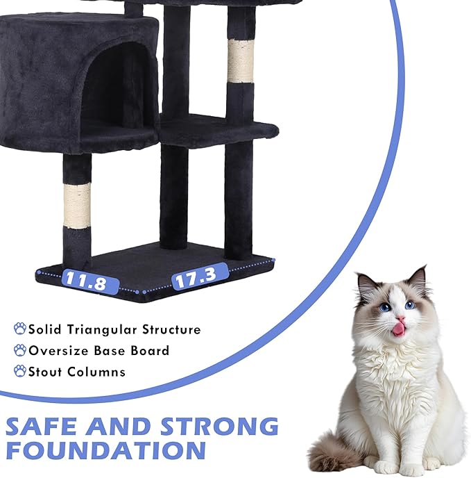 Heavy Duty Cat Tree,36 Inch Tall Cat Tower,Cozy Condos,Scratching Posts,Sisal Rope,Multi-Level Perches Platforms for Indoor Cats/Kittens,Sturdy Pet Climbing Furniture,Dark Gray
