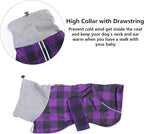 Dachshund Coats Waterproof Suitable for Dachshunds Sausage Weiner Dog Winter Coat Padded Fleece Puppy Snowsuit with Adjustable Bands Reflective Stripe - Plaid Purple - L