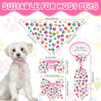 Reginary 120 Pcs Paw Bone Print Dog Bandanas Bulk Dog Bows Set Bow Ties Cat Scarf Colorful Washable Triangle Pet Kerchief Cute Bib for Summer Small Medium Large Pets Grooming Accessories Costume