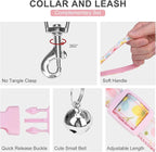 EXPAWLORER Small Dog Harness and Leash Set - Cute Puppy Harness Leash Dog Collar with AirTag Holder Silicone Case, Soft Padded Step in Pet Vest Reflective for Outdoor Walking, Floral S