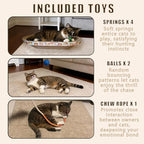 2PCS Cat Cardboard Scratcher with Toys, Oval 16.7" x 12.8" Kitty Scratching Board for Indoor Kitten Play Scratch Bed Sofa Furniture Protector