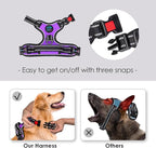 PHOEPET Reflective Dog Harness Large Breed Adjustable No Pull Vest with Handle 2 Metal Rings 3 Buckles [Easy to Put on & Take Off](XL, Purple)