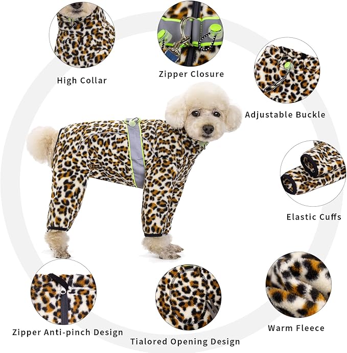 Dog Coats for Small Dogs, Polar Fleece Dog Pajamas Bodysuit for Small Medium Dogs, Dog Winter Jacket Dog Sweater Dog Vest for Small Dog, Dog Four-Legged Warm Clothes