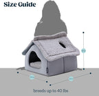 Cat Houses for Indoor Cats - Large Cat Cave Bed with Removable Support Foam and Washable 2-Side Mat - Covered Cat Bed for Cat Hideaway - Enclosed Cat Hideout for Kitten and Small Pet, Grey