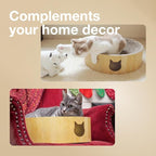 Necoichi Cat Scratcher Bowl for Indoor Cats - Cat Scratching Lounger with Reversible Usability and Extra Comfort for Lounge, Cardboard Bed Couch / (XL, Oak)