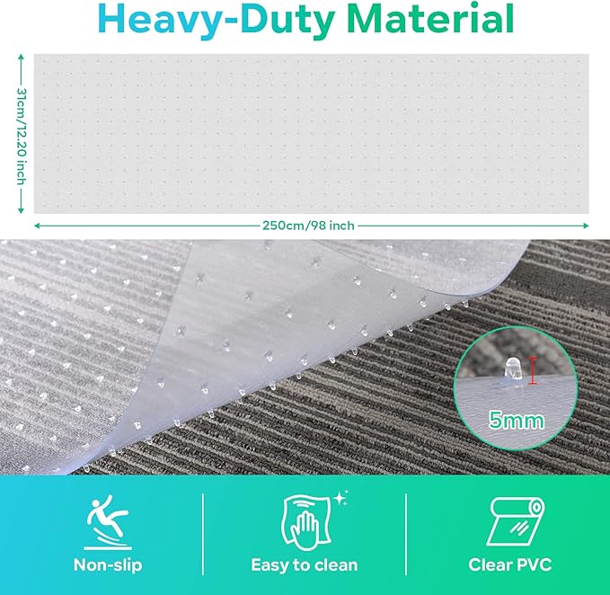 8.2ftx12.2inch Cat Carpet Protector, Robust Plastic Pets Scratch Stopper for Carpet, Widely Use,Clear Non-Slip Nail for Floor/Bedroom/Doorway/Porch Use,Prevent Carpets from Scratchin (8.2ftx12.2inch)