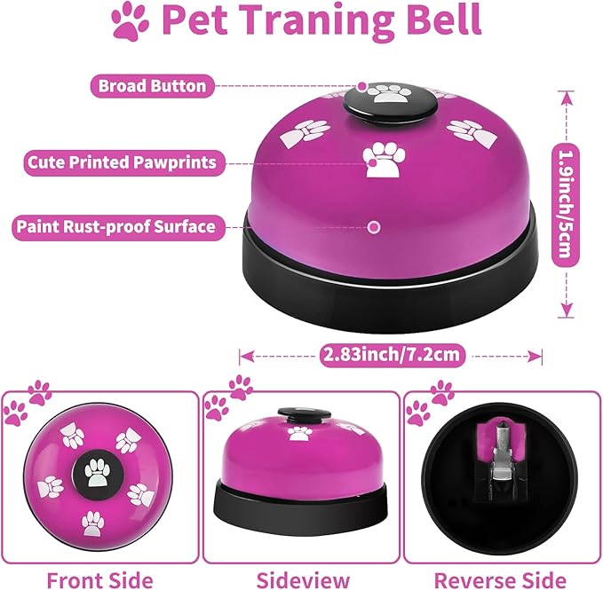 3 Pack Dog Doorbells, Pet Training Bells for Outside Potty Training and Communication, Bell for Dog Cat Puppy Interactive Toys (Purple, 3 Pack)