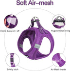Dog Harness for Small Dogs Harness and Leash Set, Honeycomb Grid, Reflective Lightweight Harness & Anti-Twist Pet Lead (Multi Color, Size: XS-S-M) (M, Purple)