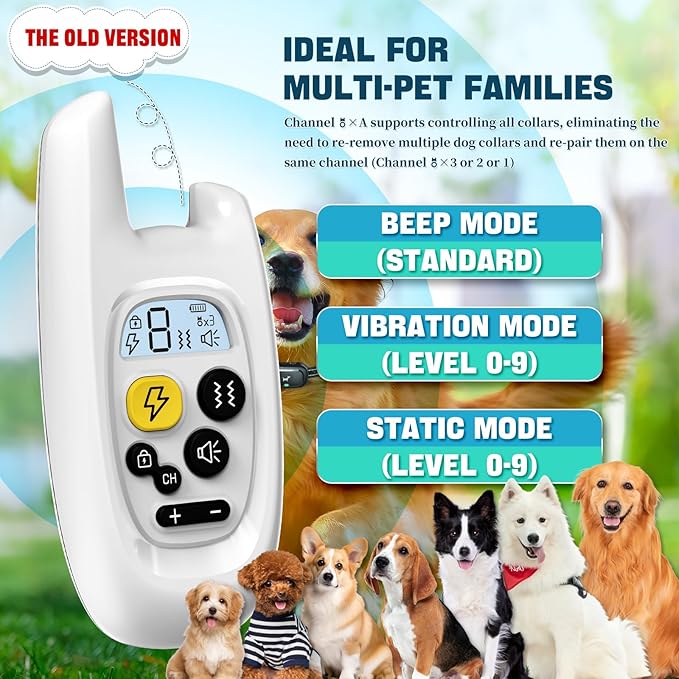 Dog Shock Collar with Remote Control- [Newly Upgraded] Training Collar for Small Medium Large Dogs, Electric Collar for Dogs Training Rechargeable, E Collar with Beep, Vibration & Shock-Lock Keypad。