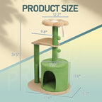 Cat Tree, 33" Multi-Level Cloud Cat Tree Tower with Cozy Padded Bed & Large Condo for All Sized Cats, Featuring Scratching Posts, Viewing Perch & Toys, Stable Small Cat Tower (Lavender)