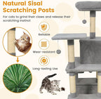 PETSITE Multi-Level Cat Tree, 58 Inches Tall with Sisal Scratching Posts, Condo, Hammock, Dangling Balls, Jumping Platforms, and Cozy Top Perch, Ideal for Indoor Cats to Play and Rest (Grey)