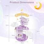 PETSITE 62 inch Moon and Star-Themed Cat Tree, Modern Multi-Level Cat Tower with Moon-Shaped Top Perch, Star-Shaped Hanging Toys, Barrel-Shaped Hammock, and Cat Condo, Cute Cat Tree for Indoor Cats