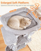 Taoqimiao 73 Inch Cat Tree XXL, Cat Tower for Indoor Cats, Large Cat Tree for Big Cats, Enlarged Platform, 2 Spacious Cat Condos, 9 Scratching Posts, 2 Cozy Baskets, F30W Light Gray