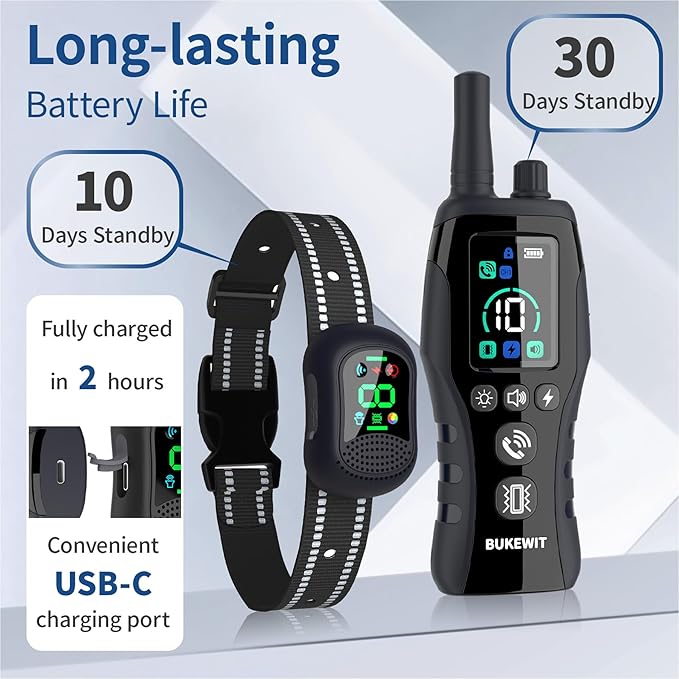 Dog Training Collar with Remote - 4900FT Dog Shock Collar for IP67 Waterproof with 4 Training Modes, Security Lock，Rechargeable E-Collar for All Breeds（10-120lbs）