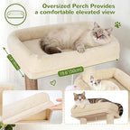 Globlazer 77" Cat Tree for Large Cats, Tall Cat Tower with Scratching Board & Thickened Stable Base, Skin-Friendly Multi-Level Activity Center for Multi-Cat Household, Maine Coon, S77C,Beige