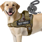 AUROTH Dog Harness and Leash Set, Soft Padded Service Dog Vest with 5.25FT Dog Leash, No Choke, Easy On Pet Vest, Adjustable Reflective No Pull Dog Harness for Large Dogs, Easy Walking and Training