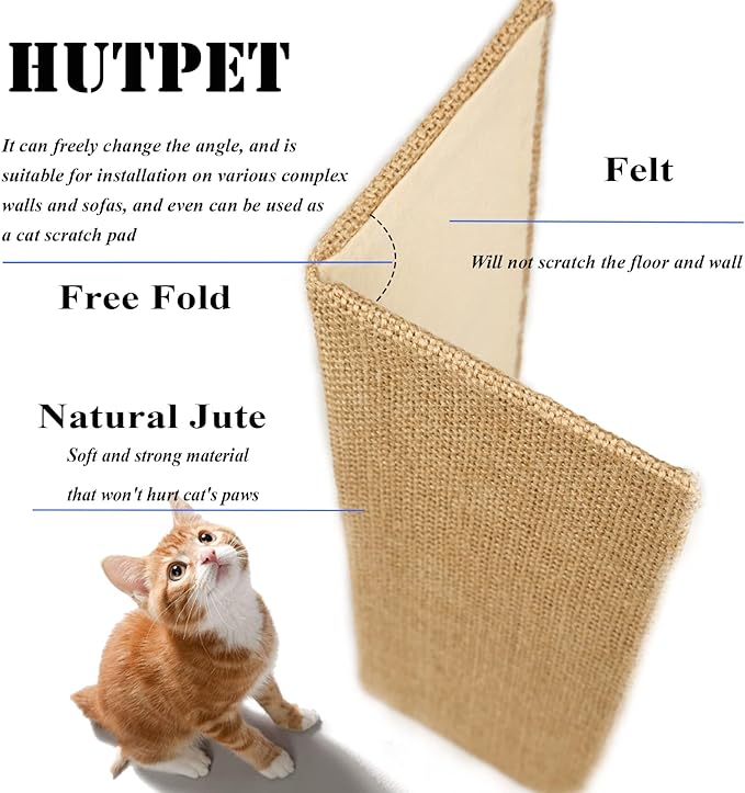 Hutpet 2Pcs Packing Foldable Cat Scratcher Board,Sofa Wall Corner Cat Scratching Pads, Horizontal Cats Scratcher Guards for Furniture Wall Cat Scratchers for Indoor Cats