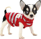 LOPHIPETS 100% Cotton Striped Dog Shirts for Small Dogs Chihuahua Puppy Clothes Tank Vest-Red and Gray Strips/XXS