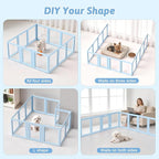 DIY Clear Acrylic Dog Playpen House,Quick Easy Assembly and Disassembly,Strong Floor Suction,Indoor and Outdoor Use,Easy Cleansing Puppy Fence (Sky Blue, 30.3" H, 12PCS)