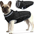 Dog Coat, Warm Dog Winter Coat for Small Dogs, Waterproof Jacket with Harness Built in, Reflective Turtleneck Cold Weather Coats with Zipper,Pet Fleece Vest Snow Jacket, Black XS