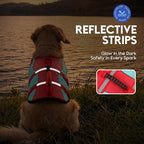 ASENKU Dog Life Jacket - Pet Safety Vest for Swimming & Boating, Shark Life Jacket with Floatation, Dog Lifesavers Swimsuits for Small Medium Large Dogs (RedGreen, S)