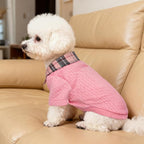 SCENEREAL Dog Sweaters for Small Medium Dogs, Pet Hoodie Sweatshirts Winter Knitted Pullovers with Fashion Shirt Collar, Puppy Clothes Cold Weather Coats, Pink M