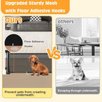 Retractable Short Dog Gate - Small Puppy Mesh Safety Pet to Step Over Gates Doggy Door for Doorways Stairs Kitchen Hallways Indoor, 14" Tall, Extends up to 55" Wide, Black