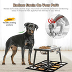 Metal Raised Dog Bowl Stand for Large and Medium Dogs, Elevated Dog Bowls with Sprill Proof Mat ＆ Slow Feeder, Pet Food Bowls 10" Tall Dogs Feeder (58OZ-Stainless Steel Pet Bowl, Mat-16x24in)