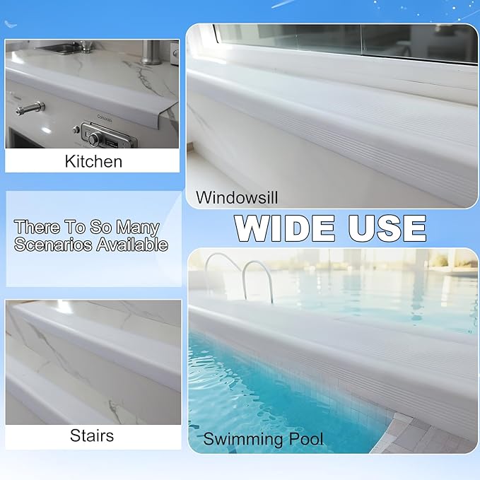 Dog Cat Scratching Windows Sill Protector，Window sill Cover，Rubber Anti Scracting from Dog Cats for Home Furniture Edge Protection Flexible Rubber L-Type 4x1.6inch Non Slip Cuttable(78.7" White)