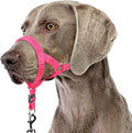 BARKLESS Sturdy No Pull Head Collar for Medium Large Dogs, Gentle Reflective Head Halter with Safety Link, Adjustable Nylon Dog Training Muzzle Leash for Walking Control (Hot Pink, XL)