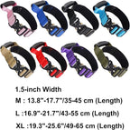 JSXD Tactical Dog Collar, 1.5 Inch Wide, Heavy Duty Military Training Collar with Handle, Metal Quick Release Buckle, 1000D Nylon, for Medium Large Dogs