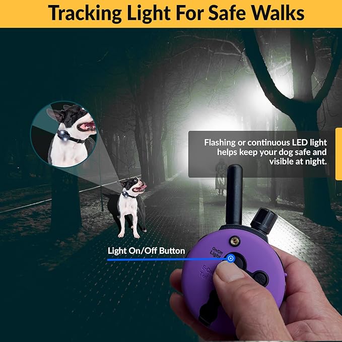 Micro Educator ME-300 Dog Training E-Collar with Remote–Double Bungee Collar for Small Dogs 5–15" Neck – Lightweight,Waterproof & Rechargeable–100 Levels Tapping Stimulation,1/3 Mile Range, Purple