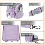 Lollimeow Expandable Cat Carrier Backpack for Large Cats - Airline Approved Pet Carrier Backpack for Small Dogs, Hiking & Travel, Waterproof with Breathable Mesh, 22lbs Capacity (Lavender, Large)