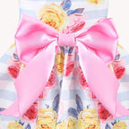 PUPTECK Floral Dog Dress for Spring Outfit Puppy Cute Small Dogs Clothes,Stripe,S