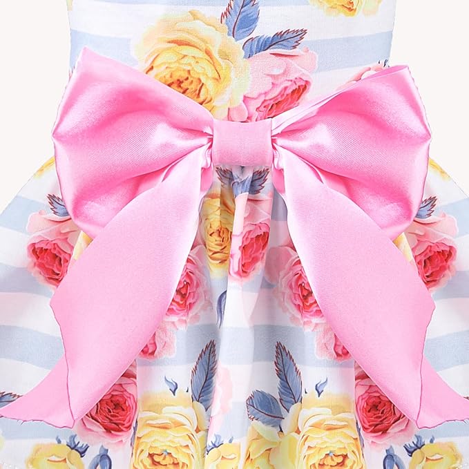PUPTECK Floral Dog Dress for Spring Outfit Puppy Cute Small Dogs Clothes,Stripe,XS
