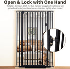 59“ Extra Tall Cat Gate for Doorway：29.4-33.4” Wide Pet Gate, Auto Close/One Handed Open, 1.34” Extra Small Gap, No Drill Pressure Mount Tall Cat Gate for Interior Stairs/Kitchens/Hallways (Black)