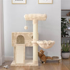 SHA CERLIN Cat Tree 36 Inches Cat Tower with Hammock, Sisal Scratching Post for Indoor Kittens, Small Room, Beige