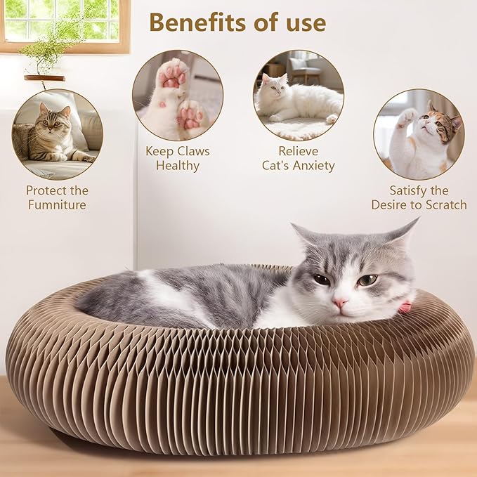 SEPAZON Kitlty Cat Toys Kurliz Cat Scratcher, Magic Organ Cat Scratching Board, Recyclable Cardboard Scratch Pad for Bored Indoor Cats Accordion Interactive Toys for Pet Claw Care